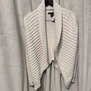 DKNY Cream Ribbed Knit Cardigan